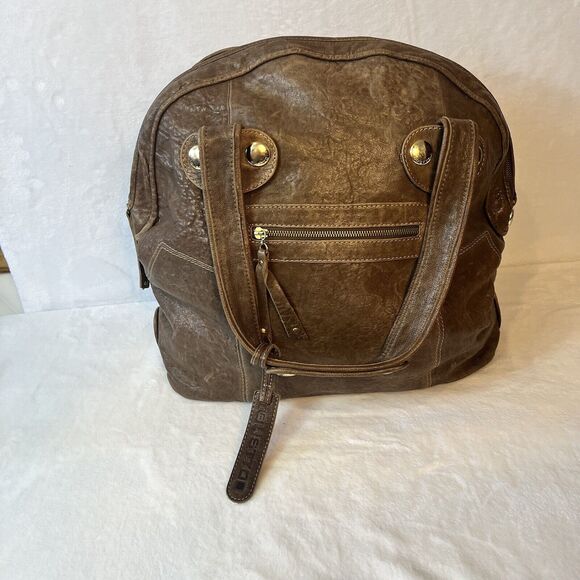 GUSTTO Brown Setelah Genuine Leather Super SOFT Leather Tote Bag Gold Accents - Picture 1 of 16